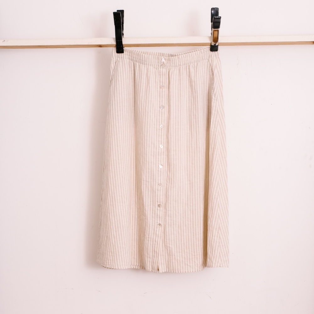 NWT Eileen Fisher Button Front Cotton Hemp Skirt
